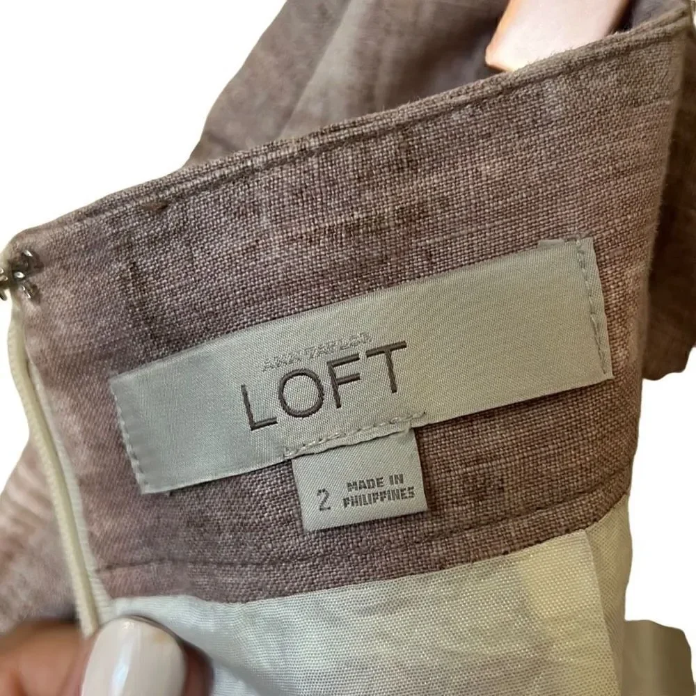 LOFT 100% Linen Straight Mini Skirt‎